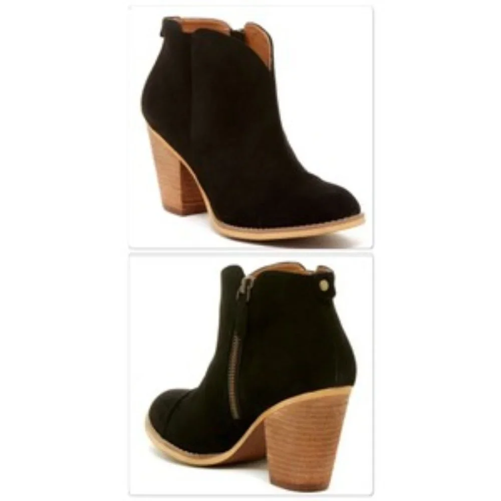 SUSINA New Boots Suede Leather Fashion Bootie Comfort Heel Women's 11 BLACK - Picture 2 of 15